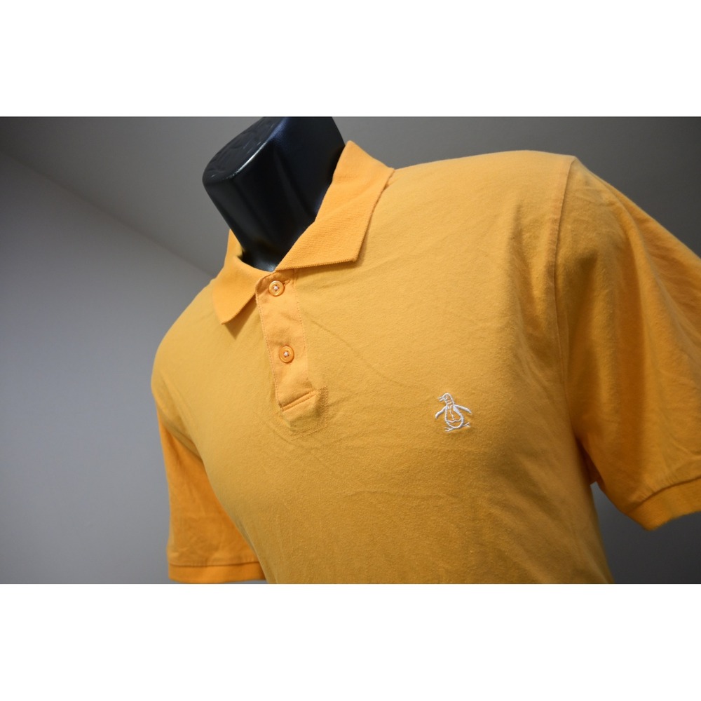 Original Penguin Polo Shirt Mens Large Orange Classic Fit Embroidered Excellent